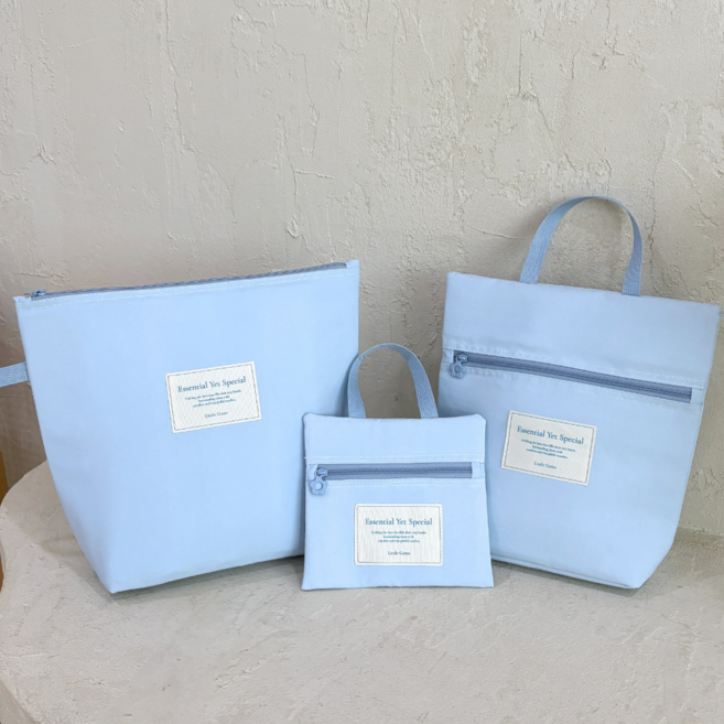 유치원 어린이집 방수파우치 세트 기저귀 약 칫솔 여벌옷 수건 식판, 스카이블루