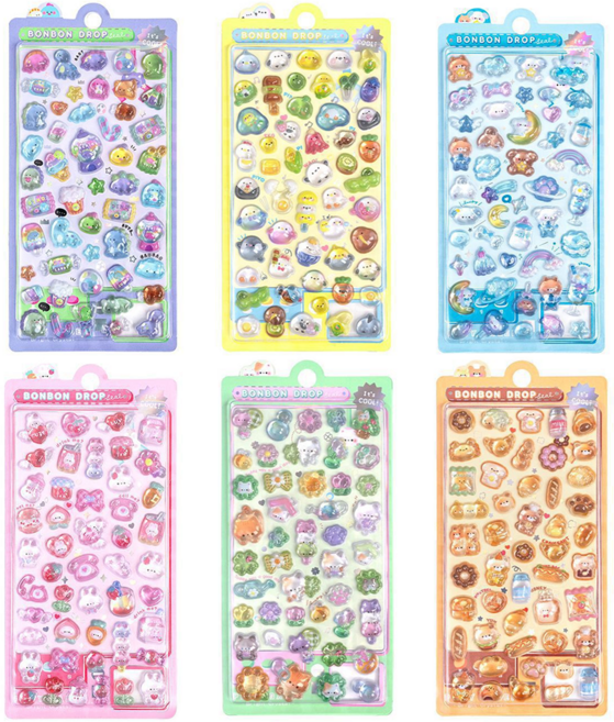 로멀리 3D 입체 스티커 다꾸 폰꾸, 혼합색상, 6개