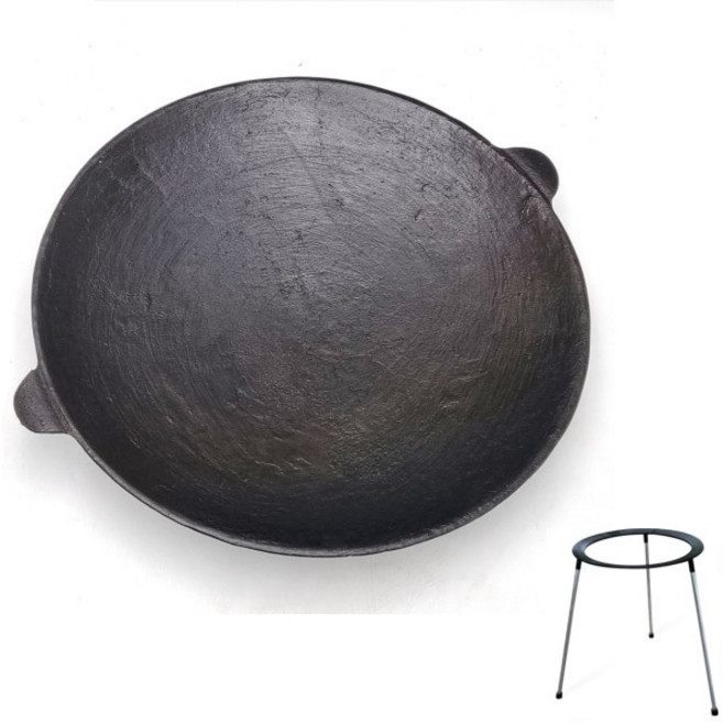 캠핑 조선 무쇠그리들 바베큐그릴 불판 30~41cm, 길들이기안함, 받침대포함, 1개