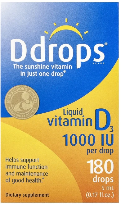 Ddrops 디드롭스 비타민D3 1000 IU 0.17 fl oz 5 ml 리퀴드 비타민D 영양제 - 쿠팡