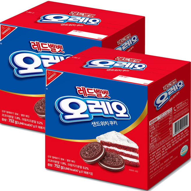 오레오 레드벨벳 대용량 752G*2박스(47g*32ea), 752g, 상세 설명 참조