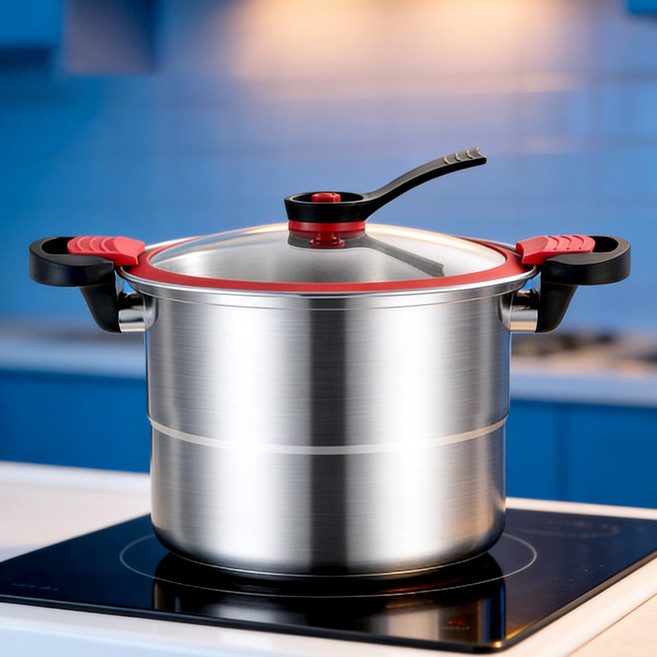 CookBuddy 304 스텐 저압냄비 압력밥솥 인덕션 3-4인용 압력솥, 1개, 은, 7L