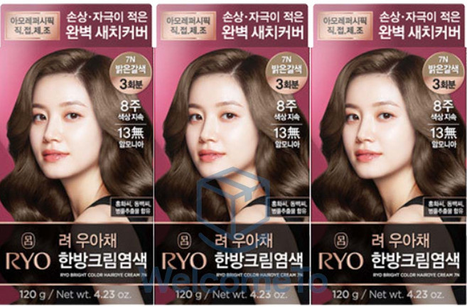 려 우아채 새치크림 염색약, 7N 밝은갈색 3개, 3개