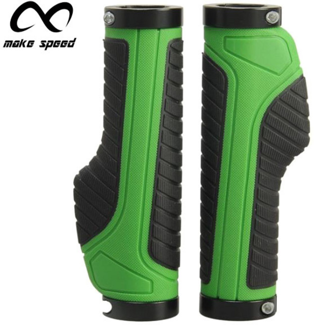 make speed 투톤 자전거핸들그립 (좌우세트), 1개, 블랙그린