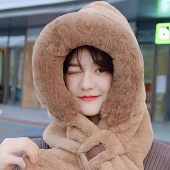 (주)에이스샵 남여공용 신상!! 따뜻한 겨울필수템~여성 후드 머플러 바라클라바 목도리 넥워머 곰돌이