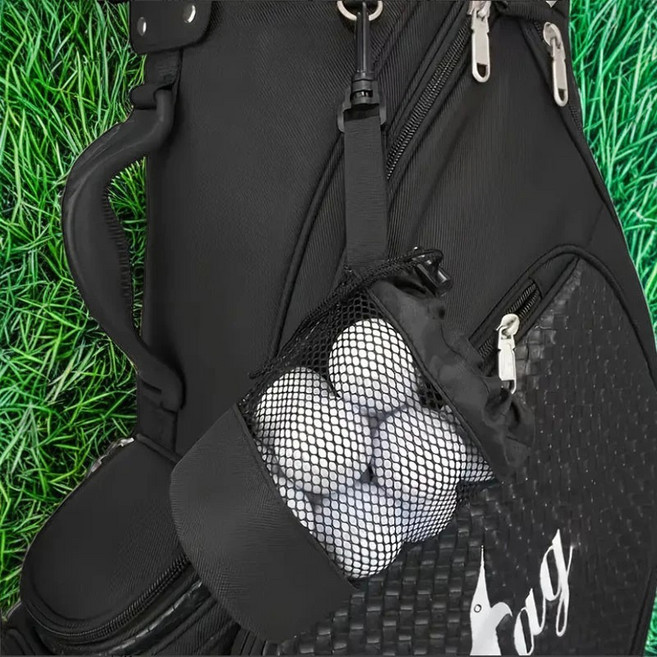 커버원 넉넉한 수납 대용량 골프공 주머니 조임끈 망사 파우치, 1개, 블랙 14*16.5