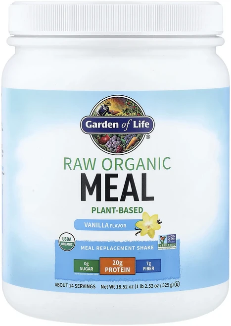 새해 건강을 선물하세요 Garden of Life 무가공 유기농 식사 대용 셰이크 바닐라 525g(18.52oz) 특별관리진행, 525g, 1개 - 쿠팡