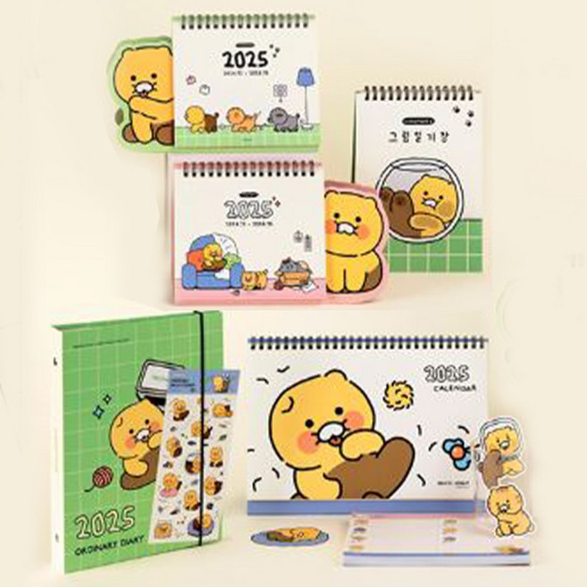 카카오프렌즈 2025 춘식이 캐릭터 오디너리 형태 탁상 데스크 캘린더 달력 스케줄 꾸미기, 춘식이 오디너리 형태 탁상캘린더 그린