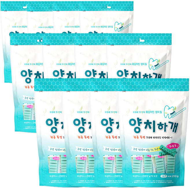 양치하개 강아지 덴탈껌 치석제거 구강관리 양치껌 14p, 유산균, 210g, 12개