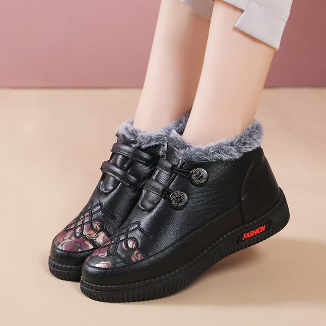 여성 겨울 부츠엄마 할머니 발목슬립온 기모 털 털방한화 미끄럼방지 볍고 볍고 편한 단화