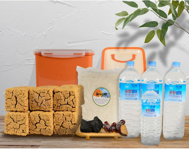[순창메주] 정월 장담그기 완벽 풀세트(메주 6개+천일염+건고추+숯+누름독+순창샘물7L), 1세트, 4.2kg