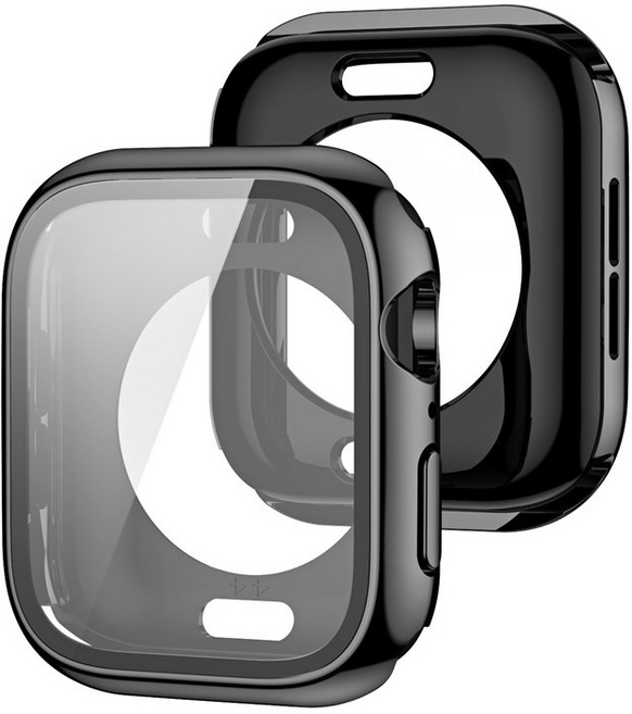 Rabbit Technology 全包電鍍 防撞保護 適用Apple Watch錶殼, 典雅黑全包款,46mm（S11/S10）通用, 1個
