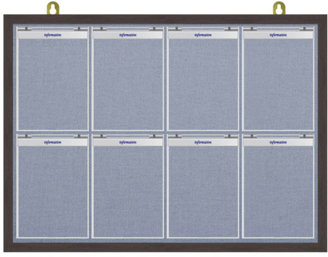 제이에스칠판 아크릴 덮게(뚜껑) A4 게시판 2열8구 1090x770mm, 청색, 웬지