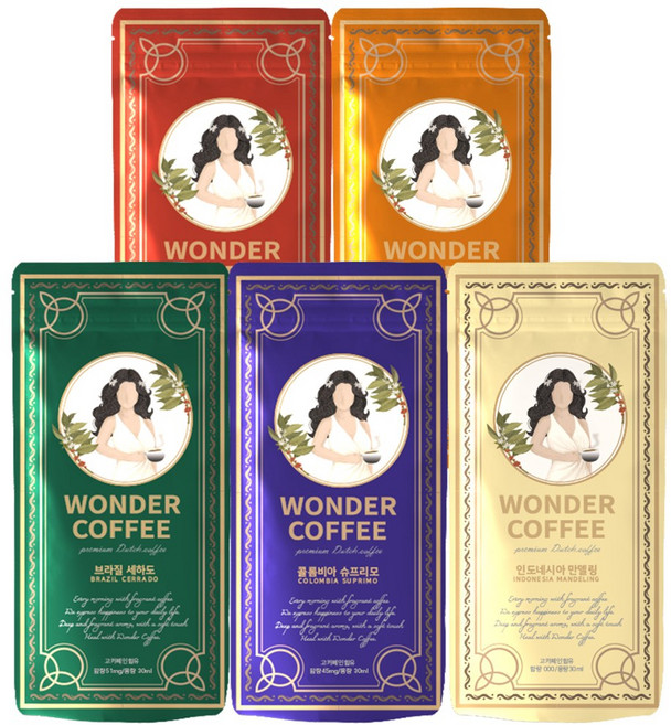 신선한 원더 더치커피 파우치 원두 혼합, 30ml, 1개입, 5개