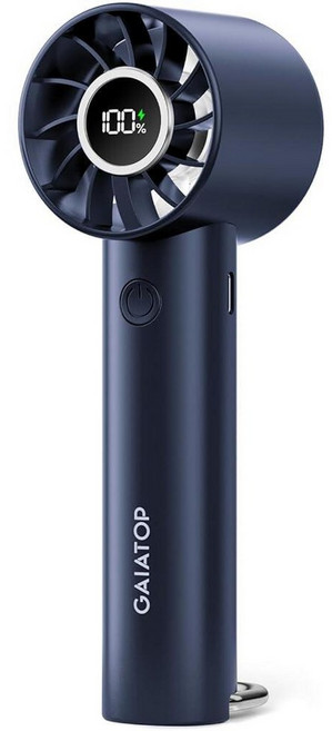 Gaiatop 휴대용 미니 팬 전원 디스플레이 손전등이 있는 3가지 속도 핸드헬드 팬 USB 충전식 배터리 경량 개인 냉각 장치 여성 남성 실내 실외 여행용 퍼플, 네이비 블루