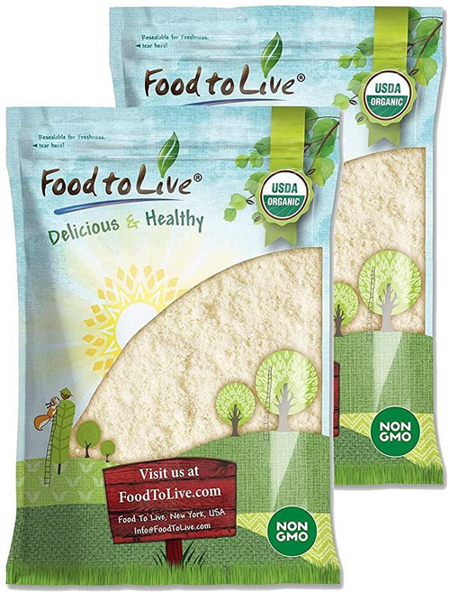 Food to Live 유기농 아몬드 가루 0.9kg(2파운드) - 엑스트라 파인 블랜치 프라임 밀 GMO 프리 저탄수화물 요리 등급 코셔 케토 팔레오 및 비건 슈퍼 파우더 벌, Food to Live 유기농 아몬드 가루, 0.9kg, 1개, 900g