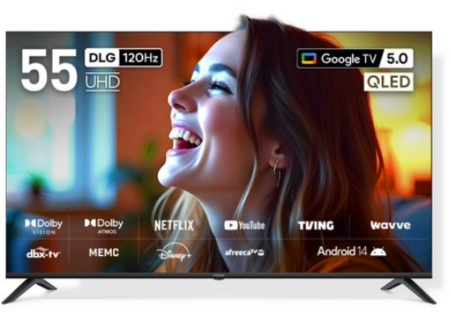 프리즘코리아 4K UHD 구글 5.0 AI DLG 120Hz 스마트TV, 138.6cm(55inch), CP55G5q, 벽걸이형, 방문설치