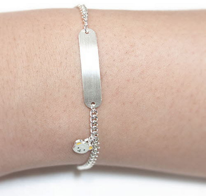 [르클레보] 아기곰돌이바 미아방지 유아동 실버팔찌 SB9391, 4번 나눔고딕체, 배송메모에 이름 연락처기재바랍니다, 1개