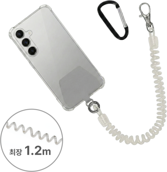 어썸트립 소매치기 방지 스프링 스트랩 태그홀더 카라비너, 1세트, 투명