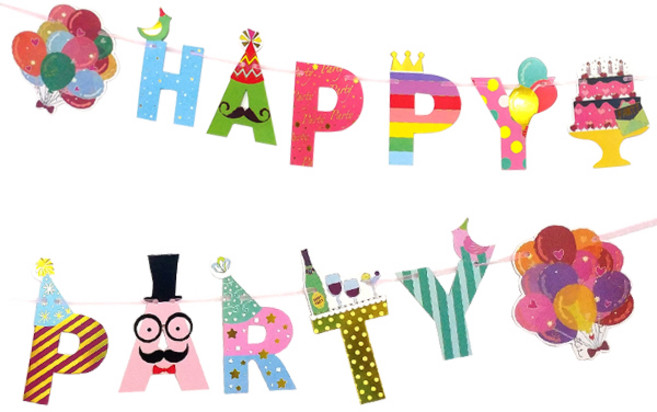 페이퍼 가랜드 해피 파티 종이 장식, 1세트, 해피파티