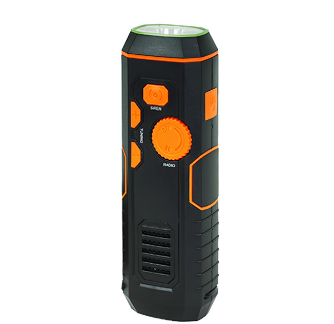 캠프365 휴대용 5in1 자가발전 터치 라디오 비상 사이렌 랜턴, 블랙, 1개