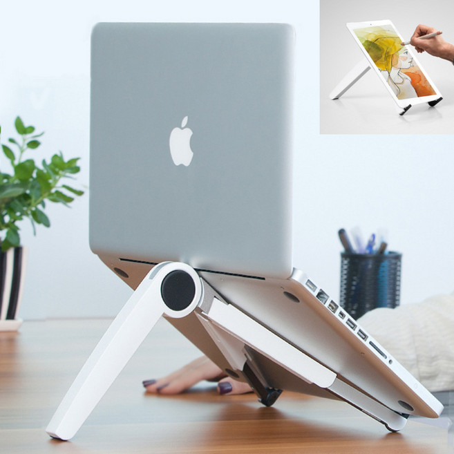 자세박사 휴대용 태블릿거치대 접이식 노트북거치대 아이패드 필기 거치대 드로잉 받침대, 화이트