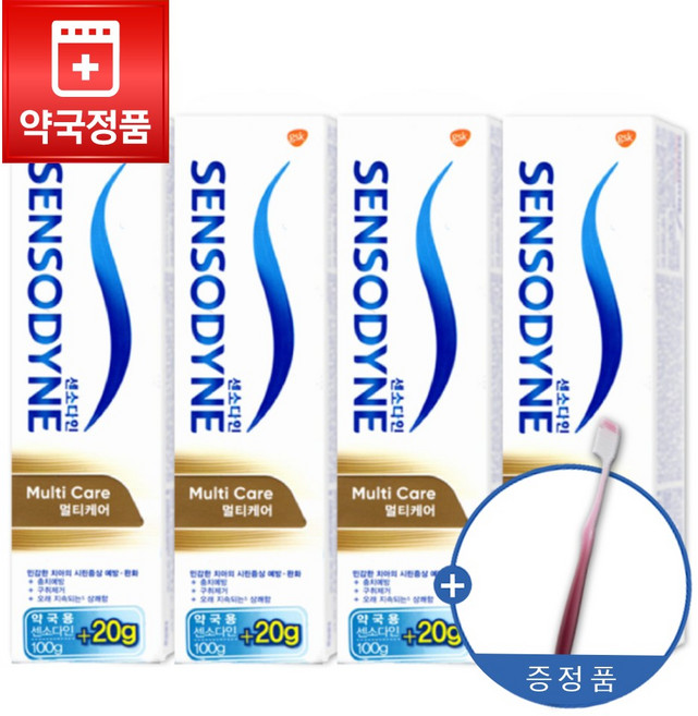 질산륨성분으로 민감한 치아 센소다인 멀티케어 4개 (잘못된 칫솔질로 잇몸손상 이갈기로 인한 마모 치주질환), 480g, 1세트