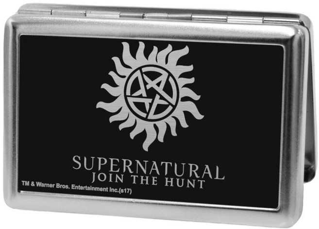 Buckle-Down 명함 홀더 - 윈체스터 펜타그램/SUPERNATURAL-JOIN THE HUNT 리버스 브러시드 10.2cm x 7.4cm(4인치 2.9인치) 멀티컬러., Buckle-Down 명함 홀더 - 윈체스터 펜타그램/