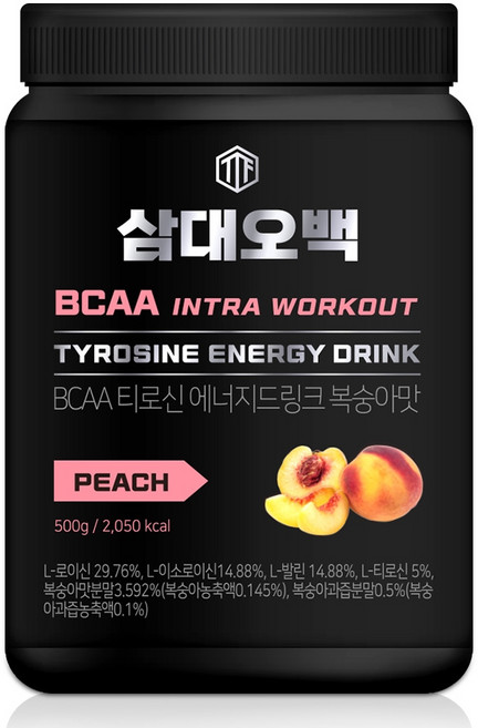 뉴트리커먼 삼대오백 티로신 BCAA 아미노산 글루타민 대용량 헬스보충제 복숭아맛, 1개, 500g