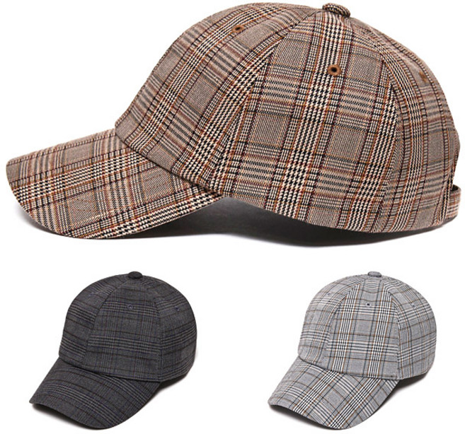 글렌 체크 볼캡