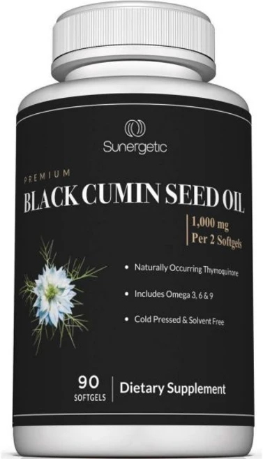 Sunergetic 수네르제틱 블랙 커민 씨 오일 1000mg 90캡술, 1개, 90정 - 쿠팡