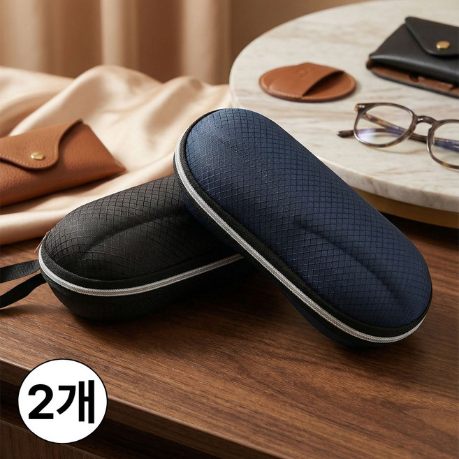 갓성비상회 충격방지 하드 휴대용 안경 선글라스 케이스 2p(안경닦이 포함)