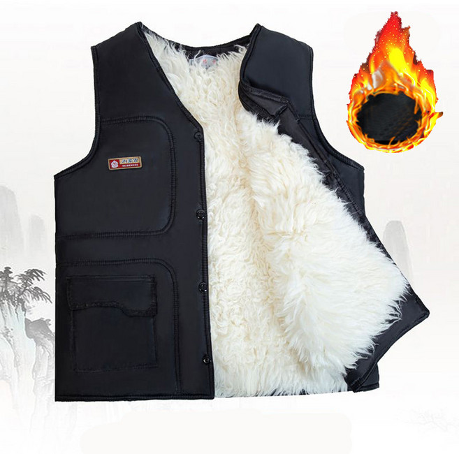 JUSTFEELING 추동 베스트 중년남성 기모 보온 따뜻한 스탠딩칼라넥 양털안감 민소매 조끼 아빠룩