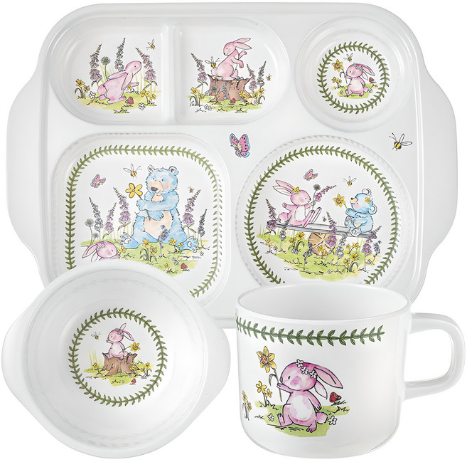 포트메리온 미니 토끼와 곰 식판 세트, 혼합색상, 식판 + 볼 + 머그, 1개