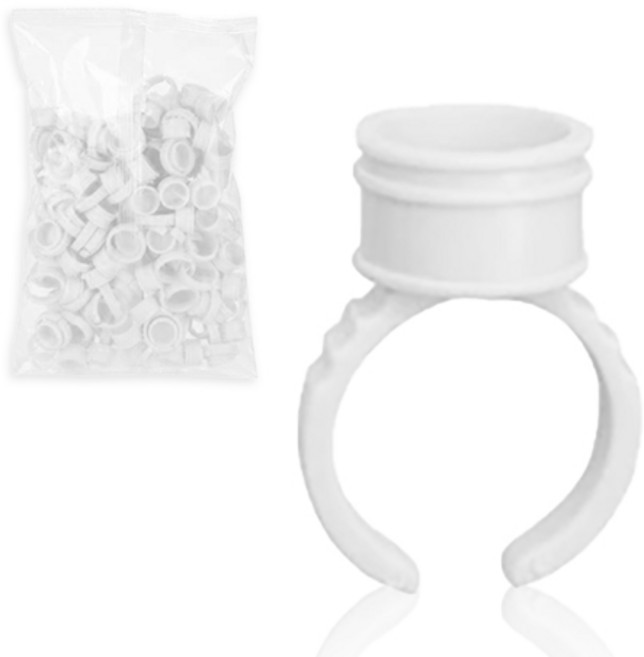 색소 링컨테이너 반지형 잉크컵 글루컵 반영구화장 타투 재료, 화이트, 100개