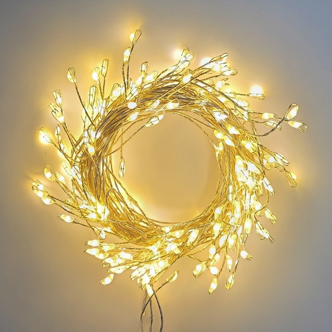 선세이브 LED 와이어 지네 전구 200구, 블랙코팅, 전구색+정류기(전원)+리모컨 세트