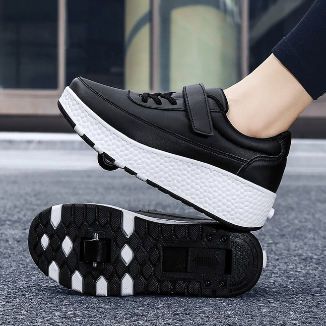 PHTEER 휠리스 롤러 바퀴달린신발 운동화 롤러슈즈 휠리스운동화 T07, 블랙, 1개