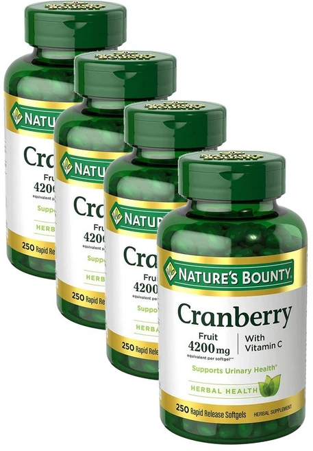 네이처스 바운티 크랜베리 4200mg 위드 비타민C 소프트젤 Nature's Bounty Cranberry with Vitamin C, 4개, 250정 - 쿠팡