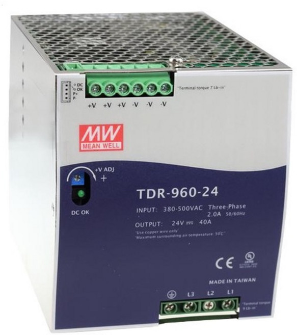 MEAN WELL TDR-960-24 960W 24V 40A DIN導軌電源供應器(含稅) - 穩定供電