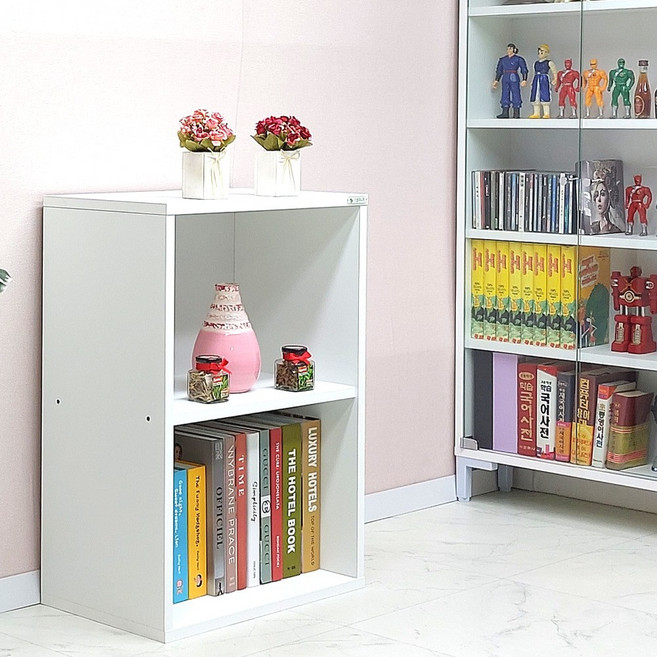 드림퍼니처 넉넉한696 깊이40cm A4화일 2단 책장 공간박스 LP수납장 피규어 장식장 진열장 다용도 수납장 소품 정리함 틈새장, 넉넉한696 깊이40cm가로50cm2단책장 화이트