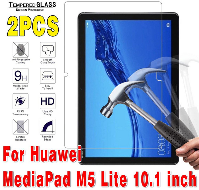 강화 유리 태블릿 화면 보호기 미디어패드 10.4 프로 T3 T5 T8 T10 M5 M6 용 2 개, 12 M5 Lite 10.1 inch