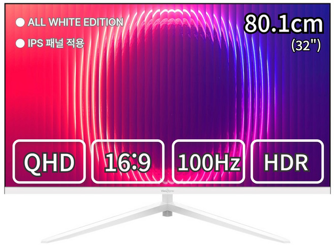 뷰싱크 32인치 QHD 슬림베젤 화이트 모니터 100Hz 게이밍 사무용 멀티 하이브리드, VSO321Q (일반), 80.1cm
