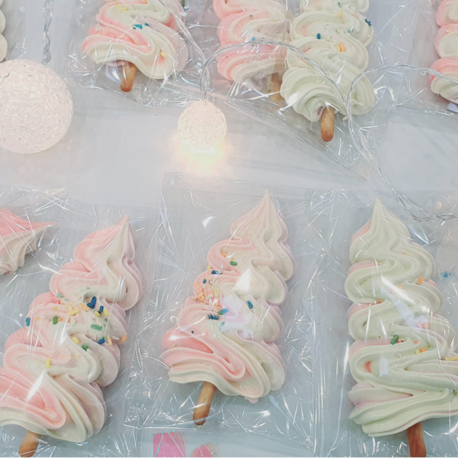 [땡스파파] 수제 크리스마스 트리 스틱 머랭쿠키 선물용, 25g, 20개