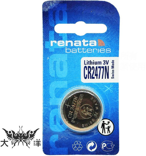 renata CR2477N 鈕扣型鋰電池 3V 瑞士製, 1個