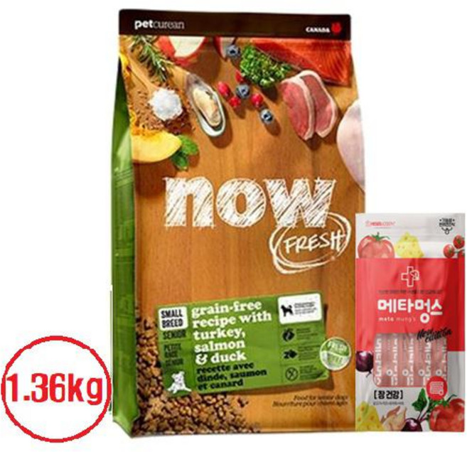 나우 사료 그레인프리 스몰브리드 시니어 1.36kg, 1개