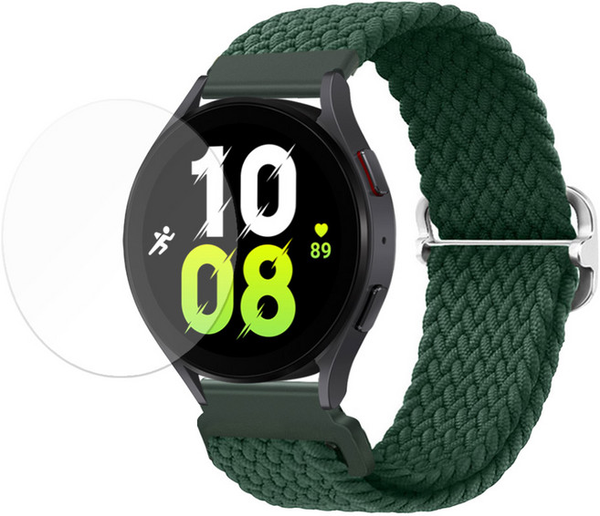 스페이스쉴드 갤럭시워치5 40mm 44mm 호환 버클형 브레이드 솔로루프 스트랩 26color 필름 1매 증정, 알파인그린, 1개