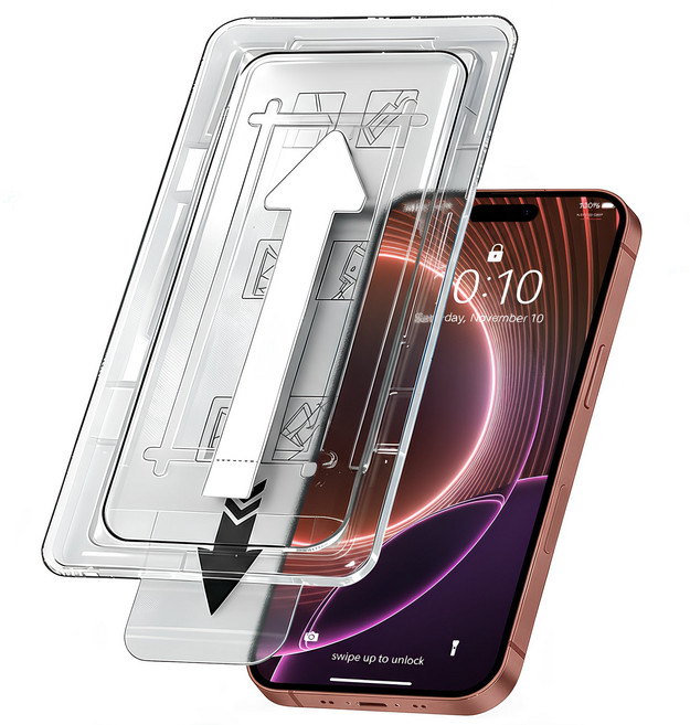 모빌앤조이 가이드 커버 투명 강화유리 액정보호필름 2매, 1세트