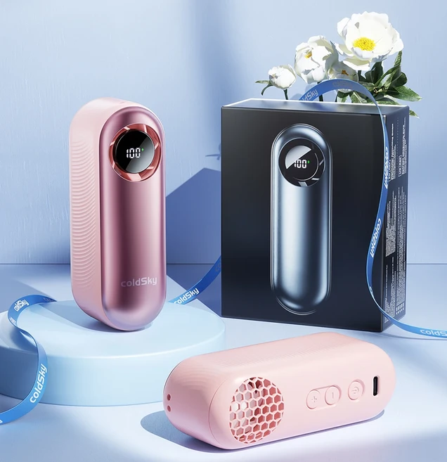 ColdSky 휴대용 핸드 헬드 팬 1-100 조정 가능한 속도 개인 터보 4000mAh 충전식 미니 여성 여행 야외, 02 Pink