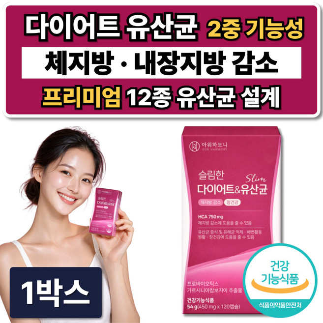 체지방감소 다이어트 유산균 식약청인증 보조제 /10개구매 비에날씬 BNR17 프로틴 증정, 1박스, 120정