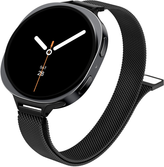 갤럭시워치8 호환 슬림 메탈 밀레니즈 마그네틱 스트랩40mm/44mm/클래식 46mm, 블랙